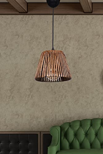 Opviq Industrial Scandinavian Chandelier, Wooden Body, 20 cm Diameter, 75 cm Height, Antiquation Finish, 3 x E27 Socket (Bulb Not Included) | Perfect for Country & Modern Decor
