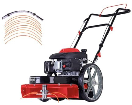 Scheppach HMP161-56 Benzin Wiesenmäher Hochgrasmäher 800 m2/h | 56 cm Schnittbreite | 4,1PS / 3kW | Höhenverstellung 40–95mm | Seilzugstarter | Motorsense Rasentrimmer Rasenmäher inkl. 10x Ersatzfäden