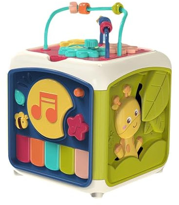 Sensorischer Würfel, animierter Babywürfel – sensorisches Spielzeug mit feiner Motor, tragbares Reisespielzeug, Aktivitätszentrum für und Mädchen ab 18 Monaten