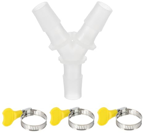 PATIKIL Drain Hose Connector 3-Way Washing Machine Plastic Drain Hose Extension Adapter with 3Pcs Clamps for 0.49-0.61 Inch Air Conditioner Dishwasher Water Pipe