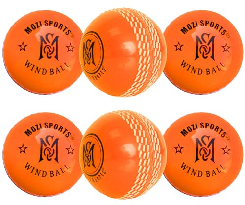 Mozi Sports Balles de cricket à vent – Balles de cricket souples pour intérieur et extérieur pour entraînement de compétences (6 x Org WB)
