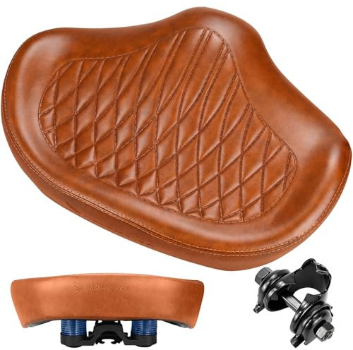 KOOOGEAR Sella per bicicletta da uomo e da donna, comoda, extra larga, traspirante, ergonomica, universale, ricambio per bici da città, Ebike, cyclette, mountain bike (marrone)