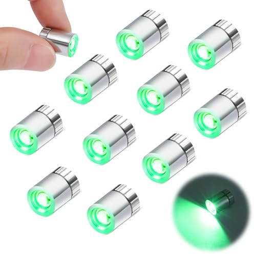 Lot de 10 mini LED-lampor för dockhus, liten lampa med batteri, mikro LED för festdekoration, utställningsfönster, hantverk, dockhusbelysning (grön)