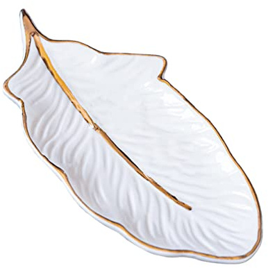 Warmhm Plateau de Rangement Céramique pour Bijoux Coupelle Décorative pour Boucles Oreilles Colliers et Accessoires pour Maison Magasins