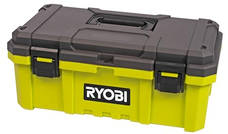 RYOBI RSTB19 - Cassetta degli attrezzi con capacità 27 l, fascette in metallo, perfetto per fai da te, cassetta degli attrezzi con conservazione, pratica e solida