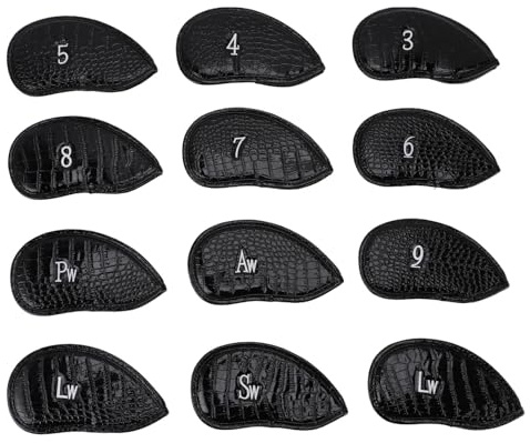 Cubierta para Palos de Golf, Cubierta de Hierro portátil de Ajuste Seguro de PU, 12 Uds., para Entrenamiento de Golf
