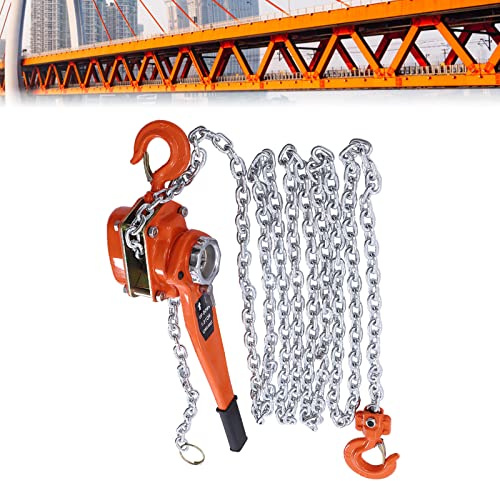 Manual Lever Chain Hoist 3300 lbs,Chain Come Along,20FT Manual Ratchet Chain Puller Hoist with 2 Hooks&Double Pawl Brake,G80 Galvanized Chain Hand Winch Tool for Garages,Warehouse,Automotive Machinery