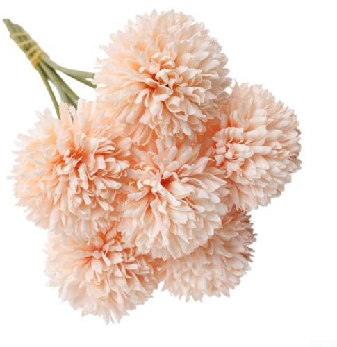 Naturtrogna silkesblommor 6 st maskros hyacint hortensia 29 cm falska växter för hem bröllop bordsuppsats bordsdekoration (AL3-064 ljusrosa)
