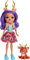 Enchantimals FXM75 - Danessa Deer Puppe & Sprint Figur, Puppe (15cm), Lange Violette Zöpfe, Tierohren, Geweih, Schwanz, abnehmbarem Rock, Fellstola, Schuhe, Spielzeug Geschenk für Kinder ab 3 Jahren