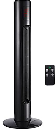 HOMCOM Ventilateur colonne tour oscillant silencieux 45 W avec télécommande écran affichage minuterie 3 modes 3 vitesses 32L x 32l x 96H cm noir