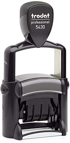 Trodat Professional Text- & Datumsstempel 5430-41x24 mm - 2 Zeilen und Datum, in verschiedenen Farben, gleich Online gestalten!!! (Metall)