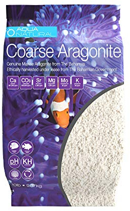 Aqua Natural Coarse Aragonite 20lb for Reef, Saltwater and Marine Aquariums, Sand