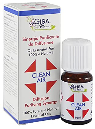 GISA WELLNESS - CLEAN AIR - Sinergia di Oli Essenziali Purificante - 100% Puro e Naturale - 10ml - Diffusione per Aromaterapia - Benessere e Cura della Persona - Made in Italy