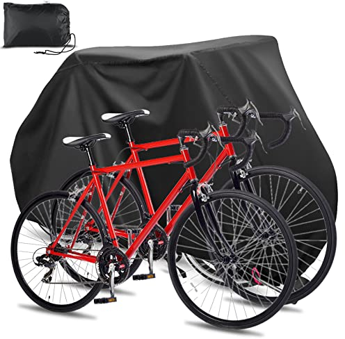 SIBOTER Housse Velo, 210D Oxford Housse Velo Exterieur Protection pour 2 Vélos, Bache Velo Exterieur avec Serrure-Trous & Sac de Rangement, pour VTT et Vélo de Route, 200x70x110cm