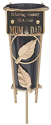 Jarrones con Adornos para tumbas de Espiga, Placas conmemorativas/jarrones Negros con Citas Personalizadas; Decoraciones para tumbas de Metal en Memoria Amorosa de Tus Seres Queridos (mamá y papá)