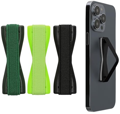 kwmobile Smartphone Fingerhalter 3 Set - Handy Halter Griff Halterung Einhandbedienung - 3X Handyhalter in Schwarz Grün Dunkelgrün