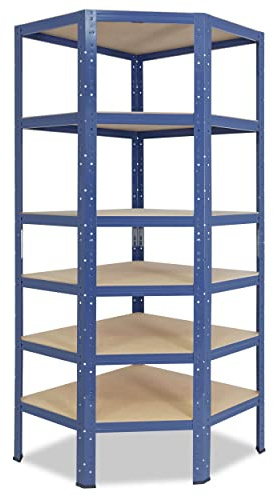 shelfplaza® 230x60x30cm HOME scaffale angolare metallo carichi pesanti blu 6 ripiani/Scaffale metallo 145kg capacità carico/Mensola scaffale angolare/Scaffali in metallo per garage