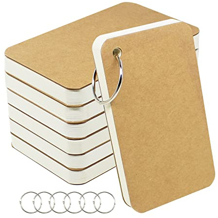 zmybcpack 6 Pack 3x5 Inch Blank Flash Cards with Binder Rings