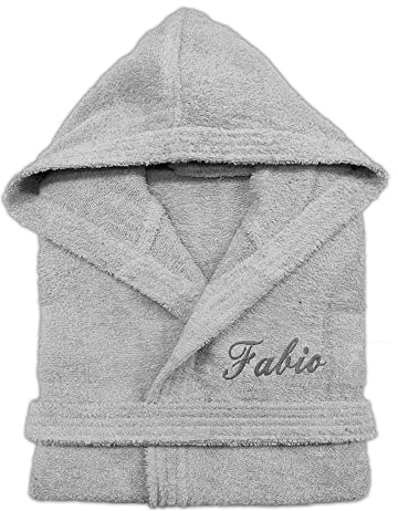 Cieffepi Home Collections SOLO MIO BASIC Peignoir personnalisé unisexe adulte avec capuche en éponge de pur coton, nacré, M