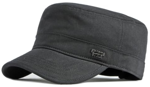 Military Hat for Men Army Hats Unique Design Cadet Cap Adjustable (Cotton, Sport-Black)