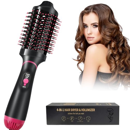 One-Step Asciugacapelli volumizzante, Tecnologia Ionica e Ceramica, Spazzola Ad Aria Calda, 4 in 1 Phon Ioni Spazzola Elettrica per Capelli Corti e Lunghi, Asciugare Lisciare e Volume Capelli,1000W