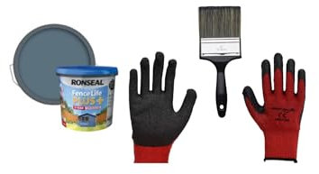 FAB INT PRODUCTS Garden Fence and Shed Paint Kit, 5 Litres Gloves and Brush Included… (Cornflower)
