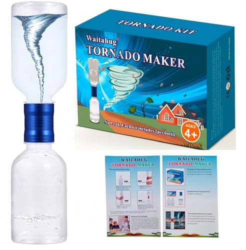 Tornado Maker - Jouet météo - Tube de connexion en aluminium ultra léger - Avec 2 bouteilles vides - Jouet tornade étanche - Convient pour les expériences scientifiques des enfants (bleu)