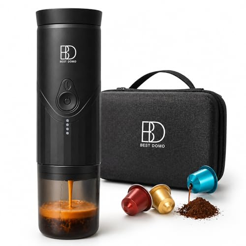Cafetera Espresso Portátil 20 Bares, Compatible Cápsulas pequeñas y Café Molido, USB-C Recargable, Autocalentable, para Coche, Viajes, Camping, Oficina y Regalo