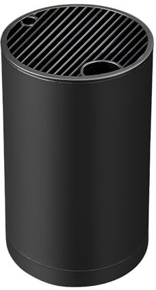KAIYAYA Ceppo portacoltelli senza coltello, nero, rimovibile, rotondo, con design di scarico, per coltelli da cucina, adatto per tutti i coltelli da cucina
