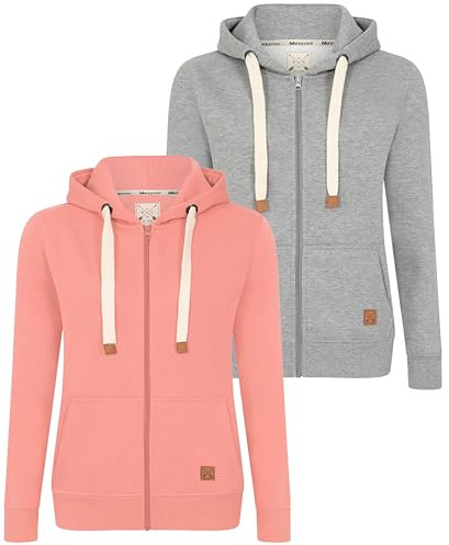 Blu Apparel Womens Zip Hoodies Extra Warm women's Zipped Hoodie Ladies Plain Hoodie Winter Warm Fleece Zip Up Sweatshirt Activewear (UK, Numeric, 14, Regular, Regular, Pink & Grey)