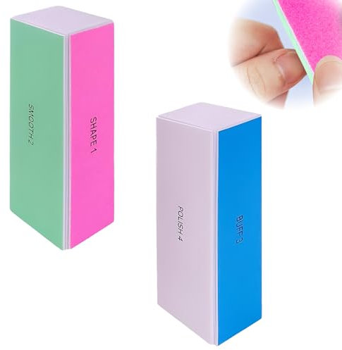Set di 2 lucidatrici a 4 lati per unghie, blocco lucidante, blocchi professionali per unghie in gel, lima per unghie lavabili per lucidare e lucidare