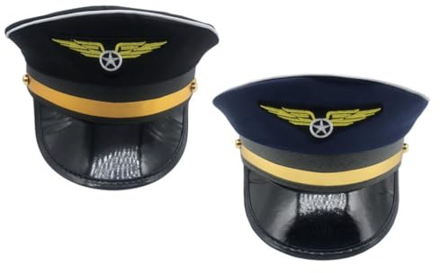 Kids Pilot Captain Hat Costume, 2pcs Pilot Cap Pilot Costume Captain Accessories Flight Attendant Hat Cosplay