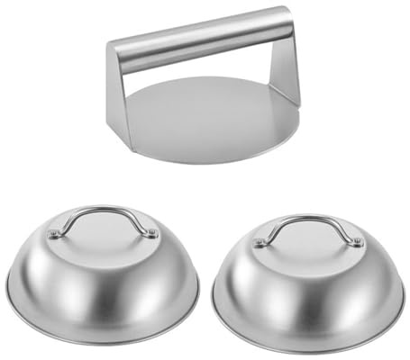 GMBYLBY Set di 3 coperchi per fusione del formaggio 304 in acciaio per hamburger, pressa per carne, per grigliate e barbecue, per attività all'aperto