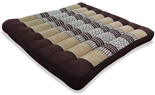 livasia Sitzkissen Stuhlauflage groß - 50x50x6cm - Bodenkissen Indoor/Outdoor, Meditationskissen Yogakissen, Stuhlauflage für Palettenmöbel, Steppkissen für Stuhl und Bank (Braun)