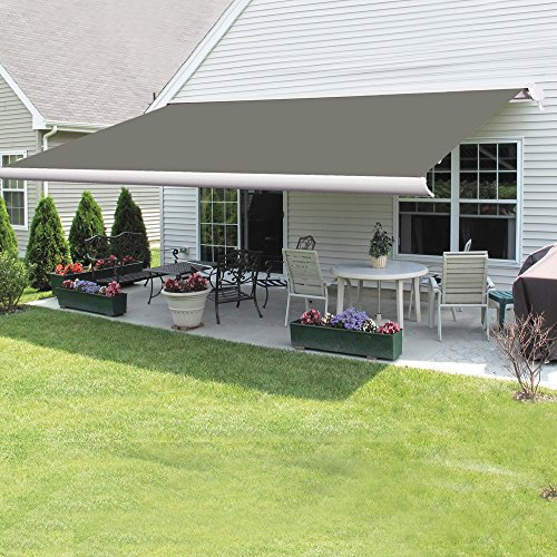 Green Bay Full Cassette Electric Remote Controlled Retractable Garden Patio Canopy Awning 4x3M Grey
