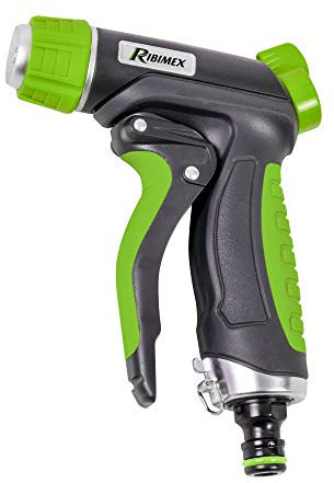 Ribimex Pistola a Lancia Zincata per Irrigazione con Flusso Regolabile, Impugnatura Soft Touch e Quick Lock, Ideale per Annaffiatura e Pulizia - PRA/TV.9302