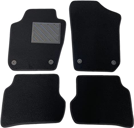 Alfombrillas para Seat Ibiza 6J 2008-2017 Round Fix A Medida, Antideslizantes, talonera de Goma Reforzada, Botones de fijación