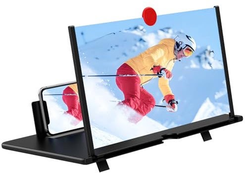 14 Screen Magnifier,3D HD Mobile Phone Magnifier Projector Screen Enlarger for Movies, Videos, and Gaming,Foldable Cell Phone Stand with Screen Amplifier,Gifts for Mom Dad(Black, 14inch)