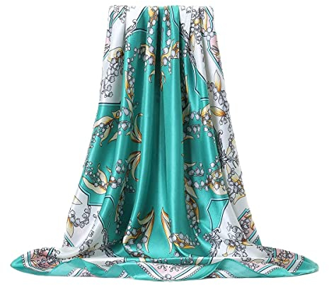 FAIRYGATE Bandanas Damen Seidentuch Quadrates Bedrucktes Halstuch Satin Seidenschal Kopftuch 90x90cm 73017