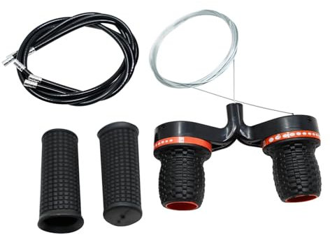 Laxzo ® Fahrrad-Schalthebel, 18 Gänge, Drehgriff, 3 x 6 Gänge, MTB, Rennrad, Mountainbike, Klapprad, Schaltgriff mit Griffen, schwarz, 1 Paar