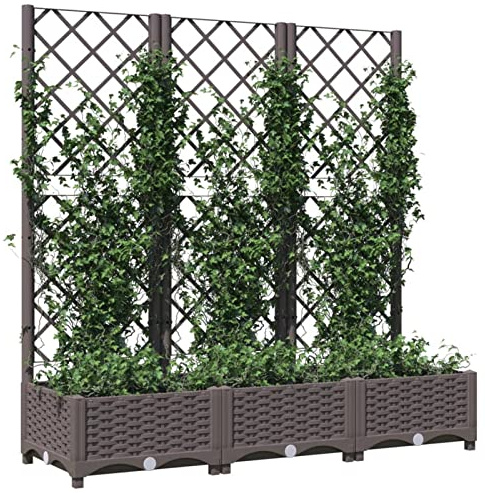 Susany Gecheer Large PP Garden Planter with Trellis, Brown, 120 x 40 x 121.5 cm, for Climbing Plants Model318262