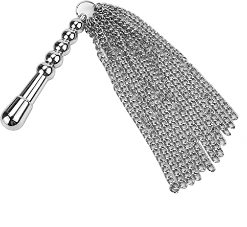 Horse Riding Whip, Metal Tassel Riding Crop Flogger Teaching Training Tool for Equestrian with Metal Handle,Silver