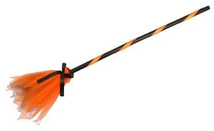 Ciao- Scopa da Strega (85cm, smontabile) con Tulle Bicolore, Arancione/Nero Accessorio Travestimento, Colore, Media, 31454