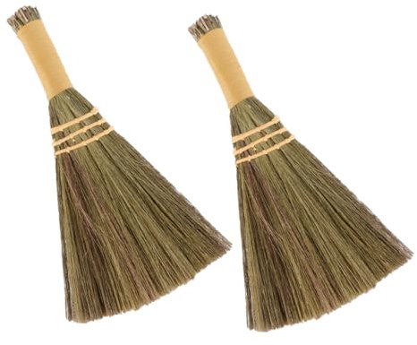 VICASKY 2 Piezas Miscanthus Escoba pequeña Granne Escoba China Manual para Mascotas mágica Hecha a Mano pequeña de Decorativa