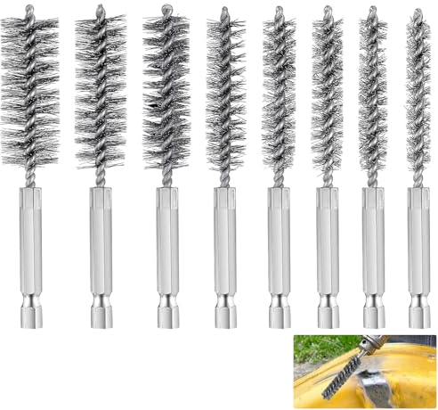 Zylinder Drahtbürste, 8 Stück Heizkesselbürste, 8 Größen Zylinder Drahtbürste Durchmesser, Kann für die Reinigung von Zylindern, Rohren verwendet werden (8mm, 9mm, 10mm, 11mm, 13mm, 15mm, 17mm, 19mm)