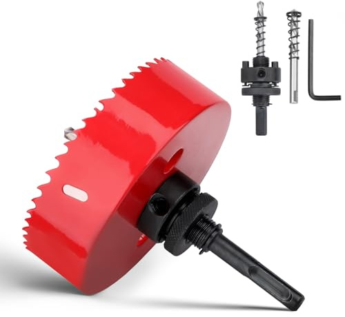 Scie cloche de 125 mm HSS pour bois avec tige SDS plus et couronne de perçage hexagonale pour bois, cloisons sèches, plastiques