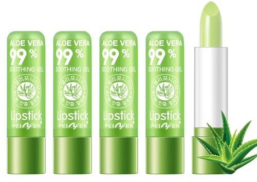 Magisk färgskiftande läppbalsam, 5 st Aloe Vera läppstift set, fuktgivande läppbalsam, temperaturfärglänsande läppstift, långvarig återfuktande, vattenbeständig & mot spruckna läppar
