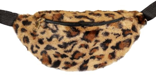 MIMIKRY 80er 90er Jahre Leopard Plüsch Bauchtasche Leo Umhängetasche Hüfttasche Gürteltasche Party-Tasche