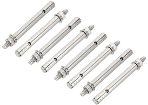 PATIKIL M6 x 100mm Tasselli a Espansione in Acciaio Inossidabile 304, 8 Pz Bullone a Espansione con Dado Esterno e Guaina Allungata per Cemento Cartongesso Progetti di Costruzione, Argento