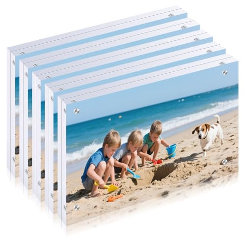 RUIXUAN Acryl Bilderrahmen Bilderrahmen Glas, Klare Fotoanzeige Magnetischer Fotorahmen für Familienfotos Hochzeitsfotos und Babyfotos (Transparent, 13x18cm)